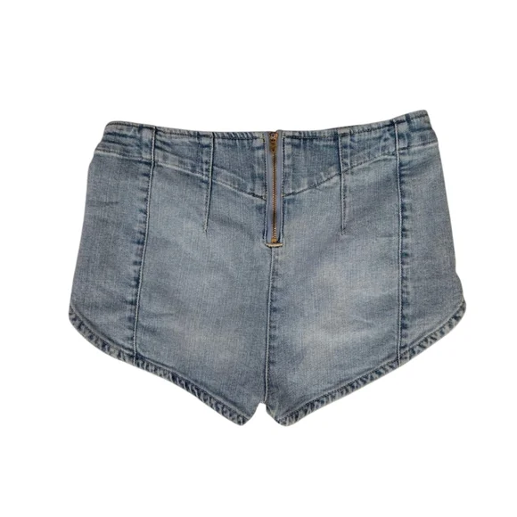WE THE FREE PEOPLE KEEP IT BRIEF DENIM MICRO SHORTS EAST COAST NWOT XS - Picture 8 of 9